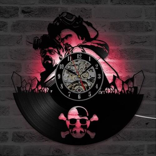 Hollow Breaking Bad CD Record Clock Creative Vinyl Wall Clock Unique and Handmade Hanging Wall Clock LED with 7colors