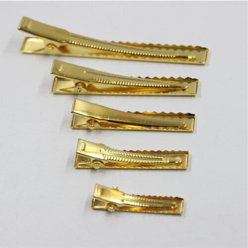 10pc/20pcs Gold Single Prong Metal Alligator Hair Clips Hairpins Korker Bow 32mm/42mm/46mm/56mm For Hair Style Tools Accessories