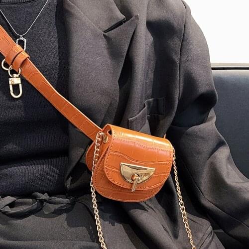 Brand Designer Women Leather Shoulder Bag Mini Belt Lipstick Bag Lady Vintage Brown Crossbody Bags for Girls Chains Handbags Sac