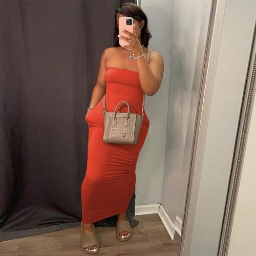2021 Solid Sleeveless Cold Shoulder Skinny Maxi Dress Summer Women Fashion Backless Bandage Dress Elegant Partywear Club Dress