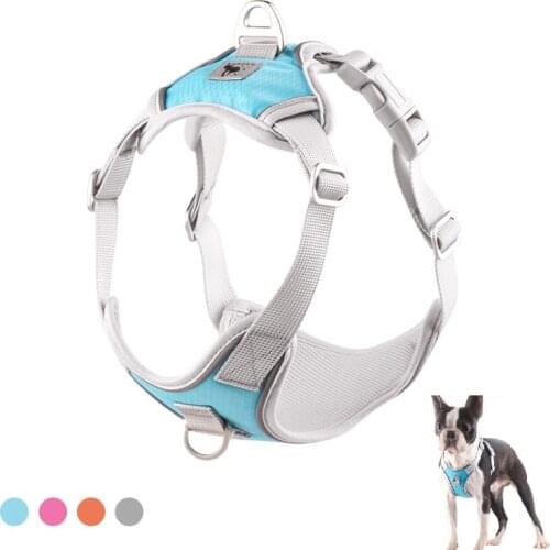 Dog Harness Vest Breathable No Pull Dog Training Harness Adjustable Reflective Pet Harnesses For Boston Terrier French Bulldog