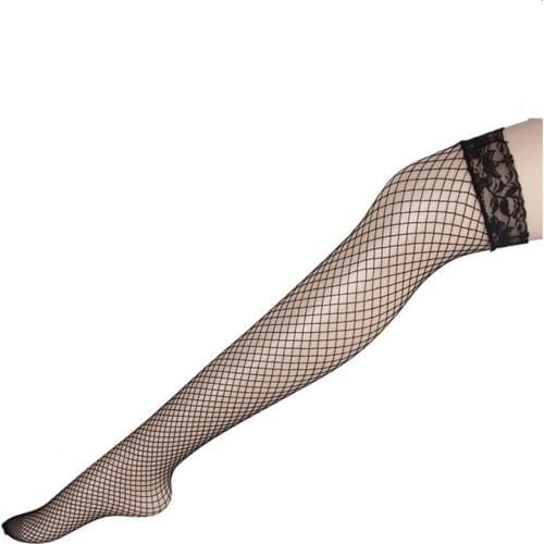 1 Pair Womens Sexy Stocking Sheer Lace Top Thigh High Net Stockings For Women Female stockings Black White Red Exotic Apparel