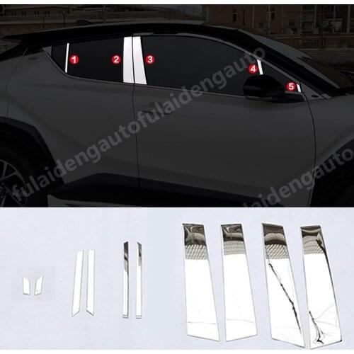 10pcs For Toyota C-HR CHR 2018-2021 car Door window Pillar Mirror Plate Molding cover trim car styling accessories