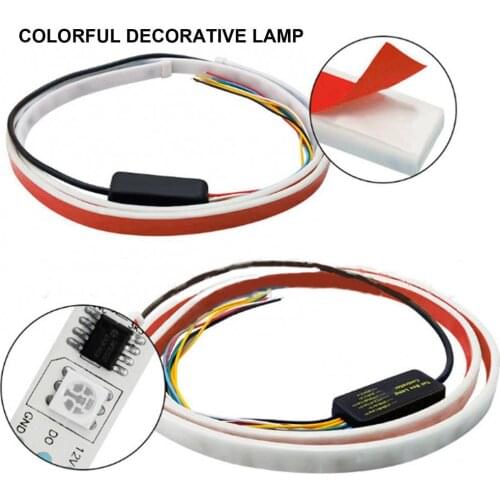 DC 12V 120cm Multicolor Flow Type Car LED Tailgate Turning Signal Light Strip автомобильные товары Decorative Lamps Strips