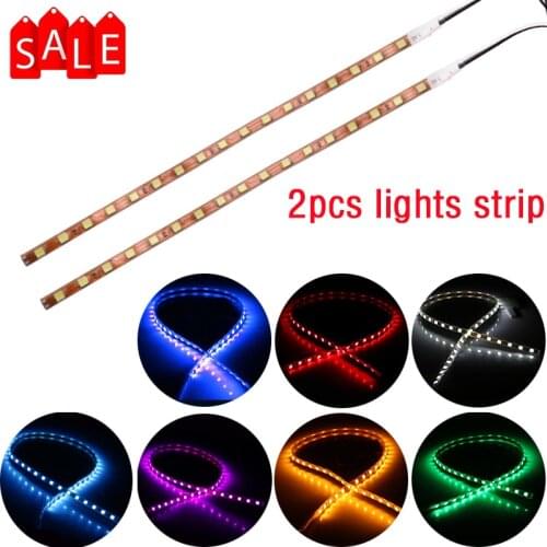 2pcs Waterproof Car Led Decorative Lights Strip Moto Car DRL Daytime Running Light Interior Flexible Ambient Atmosphere 12V Lamp