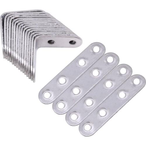 20-piece stainless steel holder 16 by 40 x 40 mm 90 degrees right angle L-shaped brackets and 4 pieces of a wide corner connecto