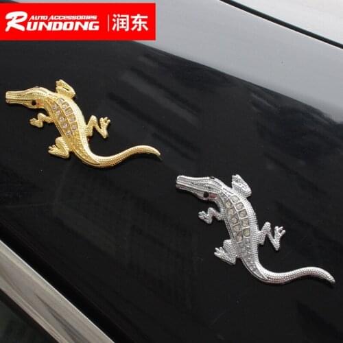 3D Solid metal car retrofit standard belt drill Crocodile car sticker decorative metal with drill sticker r199-2