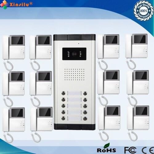 4.3 Inch 700TVL Wired Intercom Video Door Phone With 12 Monitor