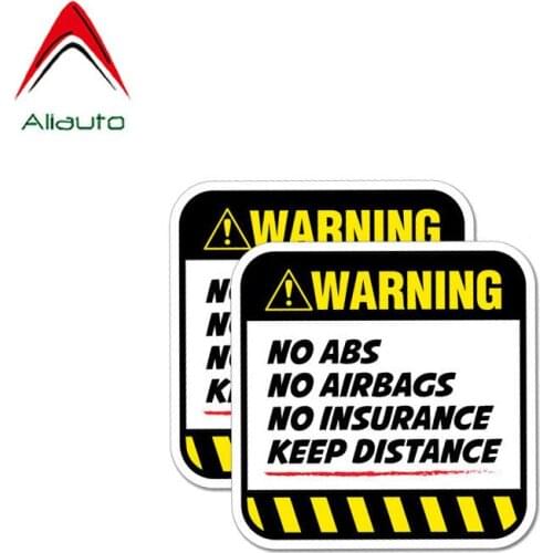 Aliauto 2 X Danger Car Stickers Warning NO ABS AIRBAGS INSURANCE KEEP DISTANCE PVC Decal ,8CM*8CM
