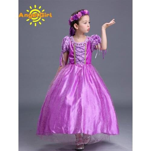 AngelGirl Christmas Halloween Xmas dress Baby Girl Clothes Print Princess Dress Children Cosplay New Year Party Dress Up Gift