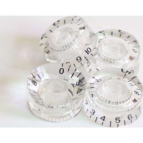 Free Shipping 4pcs/Pack guitar parts Clear color black number lp guitar speed knob