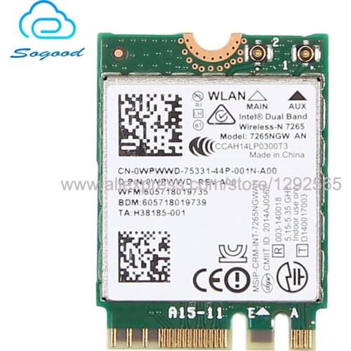 Wireless Network Card Wifi Adapter With Intel 7265NGW AN NGFF/M.2 300Mbps Bluetooth 4.0 Dual Band 2.4GHz/5GHz 802.11a/g/n OWPWWD