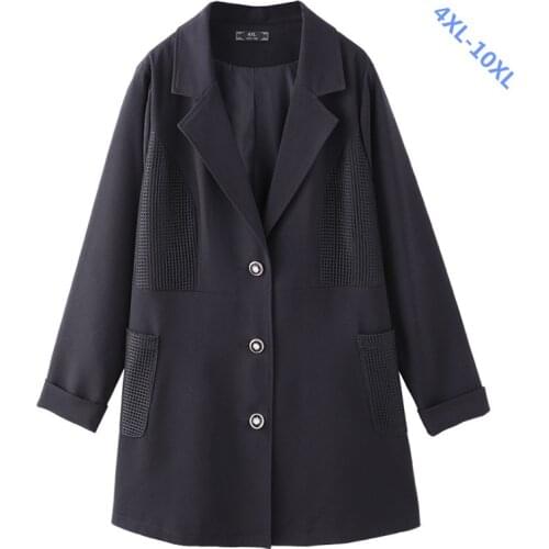 2019 Plus size 4XL-10XL blazer jacket women spring autumn windbreaker female casual Suit black Large size outerwear 9XL G625