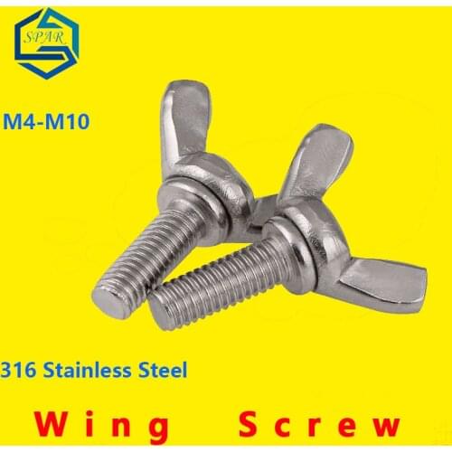 Wing Thumb Screws Wing Bolt Hand Tighten Screws Twist Ingot Hand-tightening Butterfly Bolt Stamped Type D 316 Stainless Steel