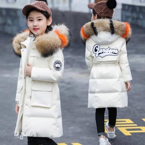 -30 Degrees Girls Clothing Warm Down Jacket for Girl Clothes 2019 Winter Thicken Parka Fur Hooded Children Outerwear Coats