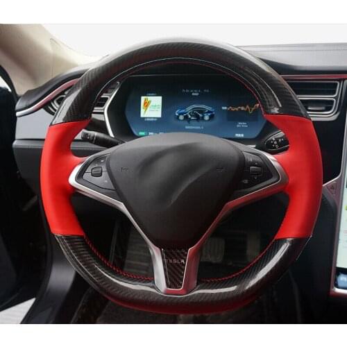 For Tesla model S model X DIY hand-sewn leather special car steering wheel cover non-slip breathable