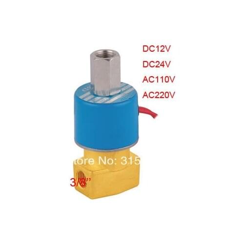 Free Shipping DC12V Electric Solenoid Air Valve Direct Act 3 Way 2 Position NC FKM 3/8'' ports DC24V,AC110V or AC220V