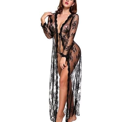 Erotic Hot Perspective Sexy Lace Lingerie Women Babydoll Kimono Robe Sexy Underwear Plus Size Porno Sexi Langerie Sexy Costumes