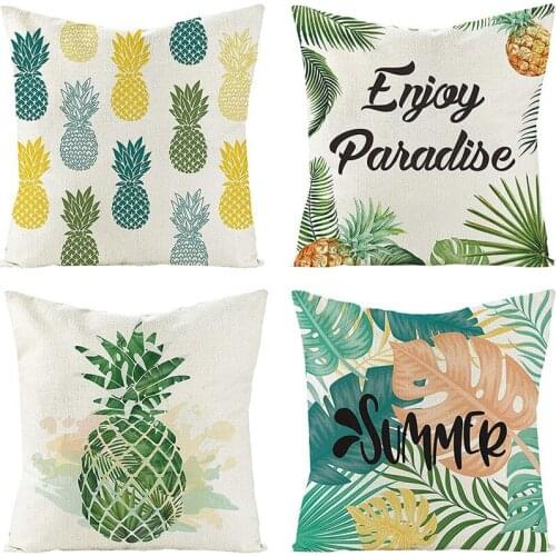 FQYL Summer Pineapple Throw Pillow Covers 18X18 Set of 4 Cushion for Couch Farmhouse Pillow Cases Home Summer Outdoor Decor