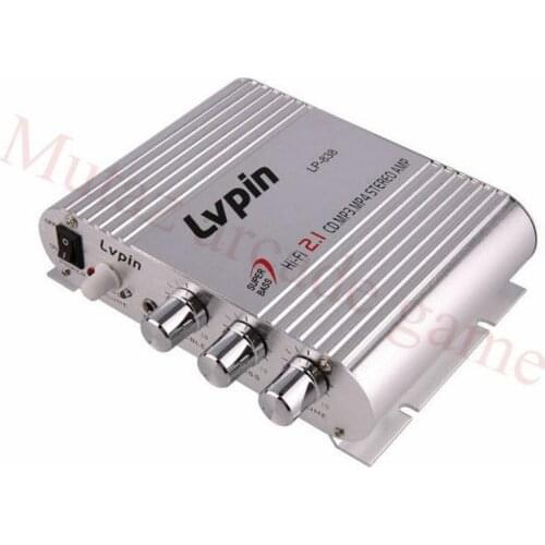 Hi-Fi 2.1 Car Channel Amplifiers Lvpin LP-838 Stereo Subwoofer Audio Bass Speaker Booster ConnectWith DVD Player Phone