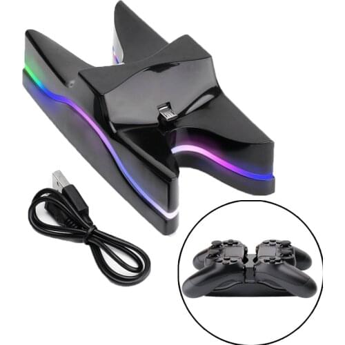 ALLOYSEED For Playstation 4 Gamepad LED Dual Charger Station Game Controller Power Supply Charging Charge Stand Dock Controller