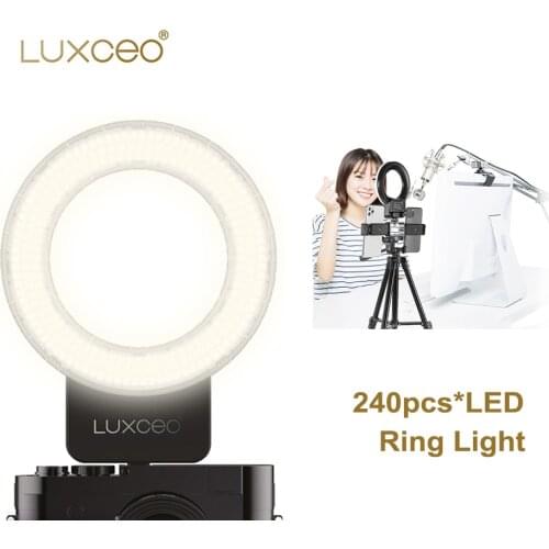Luxceo P01 240pcs LED Ring Flash Light on Camera Photo Lamp For Nikon Canon Olympus Panasonic Cameras DSLR Phone Live Stream