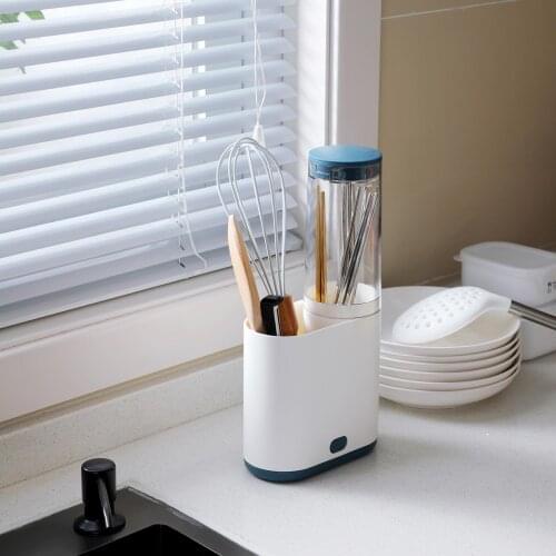 Kitchen Dustproof Spoon Cutlery Drain Chopsticks Tube With Cover Knife And Fork Chopsticks Storage Box