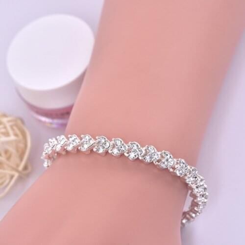 Fashion Shiny Rhinestone Inlaid Women Bracelet Adjustable Bangle Jewelry for Party Anniversary