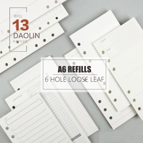 MyPretties 40 Sheets Loose Leaf A6 Refill Papers Grid Dotted Ruled Blank 6 Hole Binder Organizer Notebook Papers for Planner