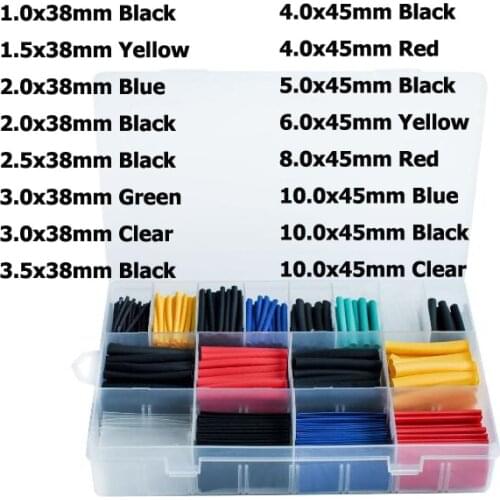 580pcs Polyolefin Shrinking Assorted Heat Shinkable Tube Kit Wire Wrapping Insulated Sleeving Tubing Set