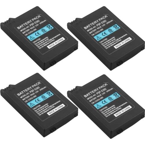 4pcs Batteries Pack Replacement for Sony PSP 2000 PSP 3000 PSP2000 PSP3000 PlayStation 2400mAh 3.6V battery