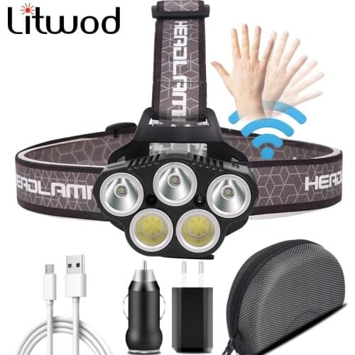 Outdoor special light 5 Led Headlight Portable USB Rechargeable Built in Battery Head Flashlight Lamp Torch Light for Fishing