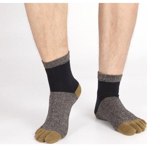 Harajuku Crew Socks for Men Solid Cotton Vintage Patchwork Spring Summer Casual Five Fingers Toe Sokken Man Calcetines Hombre