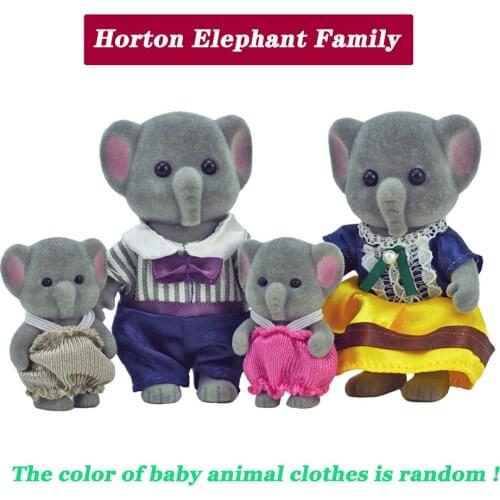 New 1/12 Kids Toy DollHouse Accessorie Forest Animal Home Miniature Doll 3 Inch Horton Elephant Family Collectible Toy For Girls