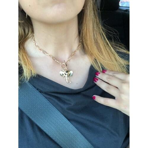 LOVELY GOLD COLOR PLATING ELEPHANT PENDANT NECKLACE FOR WOMEN