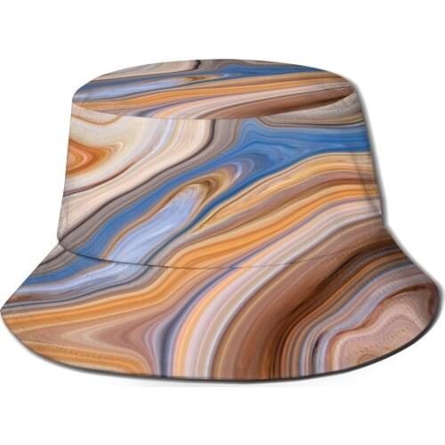 CINESSD 2021 Men Women Summer Brown Marble Bucket Hat Bob Fisherman hat Outdoor Travel Sun Visor Fashion Panama