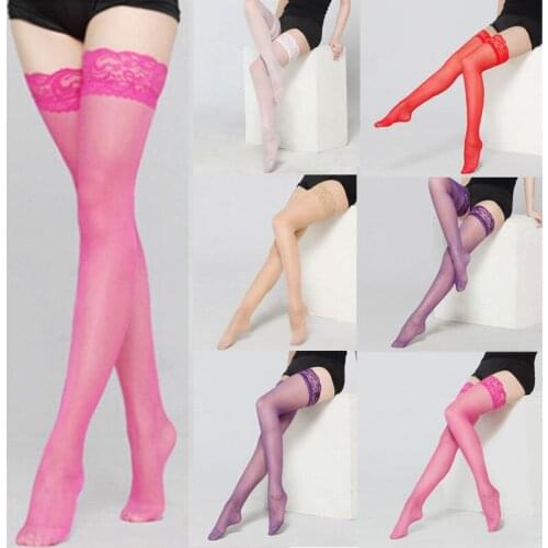 Sexy Women Lace Stay Up Stockings Fishnet Long Stockings Sheer Thigh High Stocking Pantyhose Over The Knee