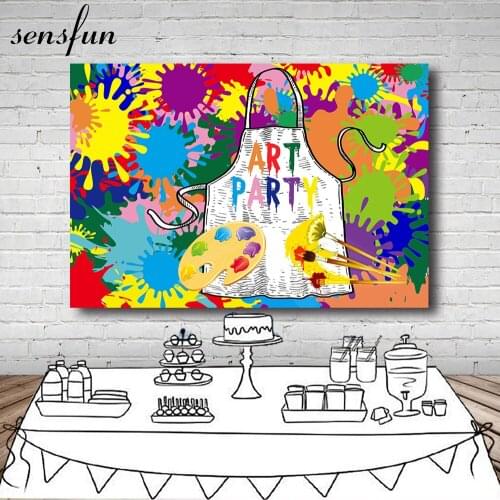 Sensfun Painting Theme Backdrops For Photography Colorful Paint Slime Birthday Party Backgrounds For Photo Studio Customized