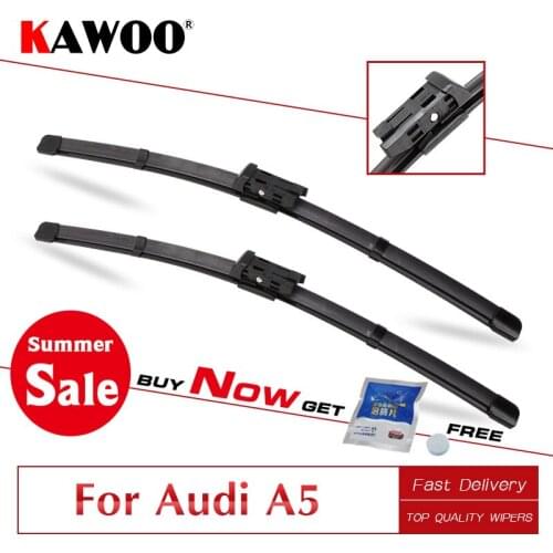 KAWOO For Audi A5 Coupe 2007 2008 2009 2010 2011 2012 2013 2014 2015 2016 2017 Car Wiper Blades Rubber Fit Push Button Type Arms