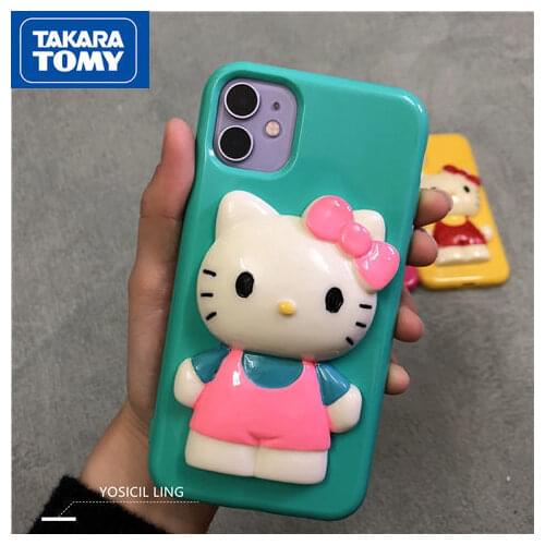 Takara Tomy Hellokitty Silicone Mobile Shell Suitable for IPhone 7/8P/X/XR/XS/XSMAX/11/12PRO/12 Phone Couple Case Cover
