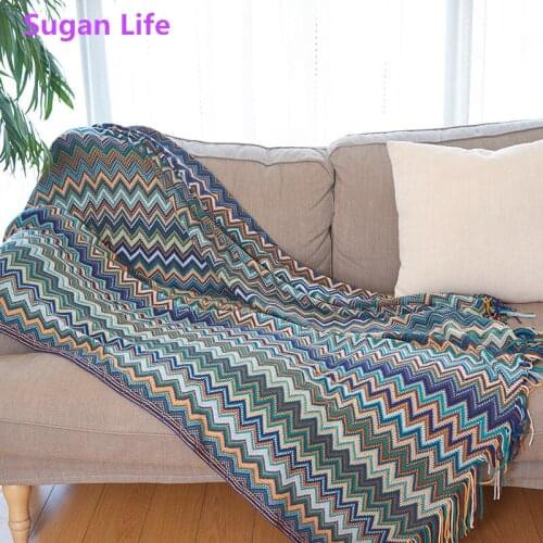 Sugan Life Nordic style bohemian knit blanket sofa blanket decorative blanket Free shipping