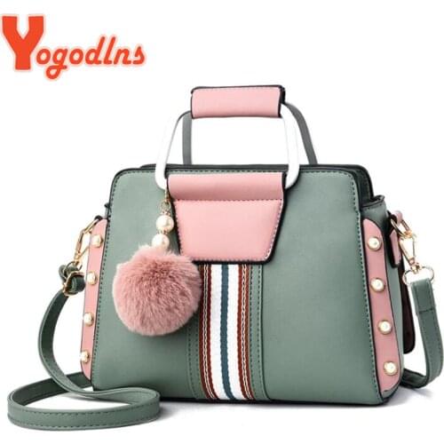 Yogodlns Candy Color Patchwork Bags Crossbody Shoulder Bags for Female Hairy Ball Decoration Women Top-handle Handbags Totes ins