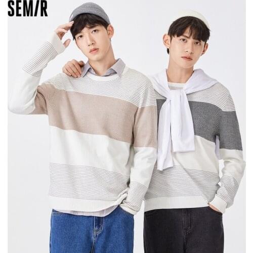 SEMIR Knit Sweater Men 2021 Autumn New Hit Color Striped Sweater Trendy MenS Commuter Japanese Thin Clothes
