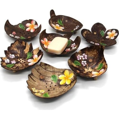 Thai Coconut Shell Soap Box Natural Creative Handmade Sponge Multipurpose Storage Rack Leaf-shaped Soap Cup Receiving Holder