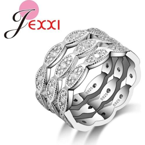 Vintage 925 Sterling Silver Engagement Party Rings Set For Women New Fashion Design 3Pcs/Set Wedding Finger Ring Jewelry