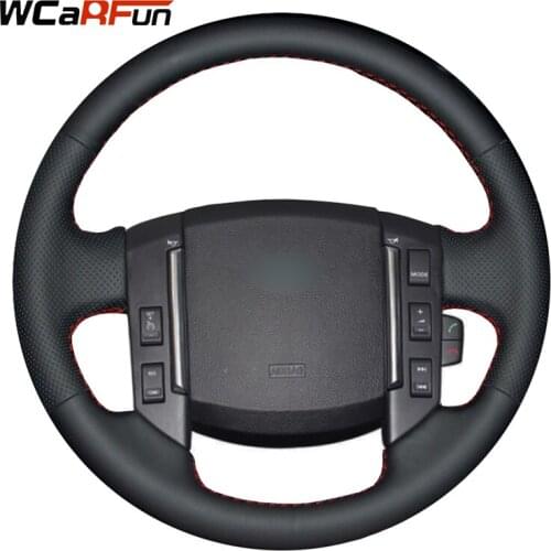 WCaRFun Black Artificial Leather Car Steering Wheel Cover for Land Rover Freelander 2 2007 2008 2009 2010 2011 2012