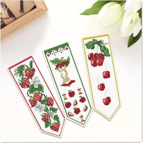 Apple fruits patterns on both sides bookmarks cross stitch kit counted 18ct 14ct Plastic Fabric needlework embroidery Craft kit