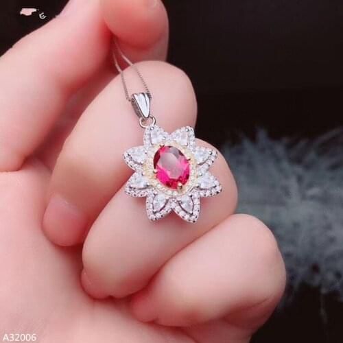 Jewelry 925 sterling silver natural magnesium aluminum garnet net body female pendant necklace big gem beautiful support detecti