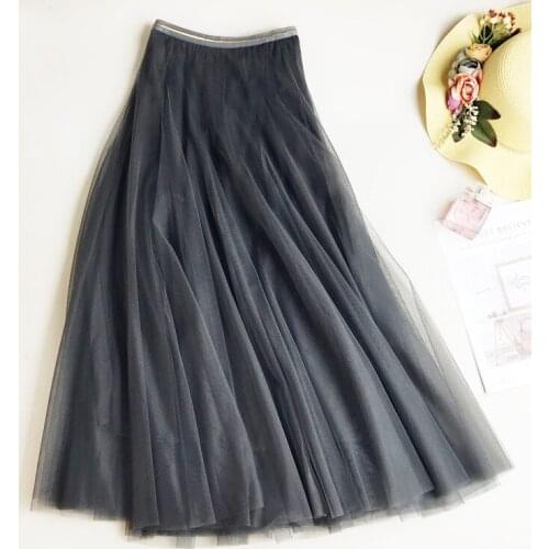 2020 Spring Summer Mesh Long High Waist Women Layer Boho Pink Maxi Skirt Faldas Jupe Femme Saia