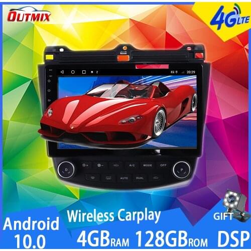 2 Din Android 10 Quad Core Car Radio GPS Player for Honda Accord 7 2003 2004 2005 2006 2007 Head Unit Steering Wheel Control